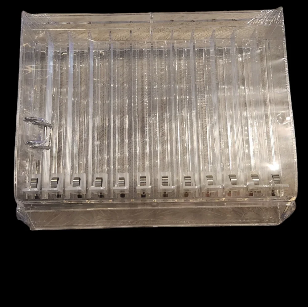 Makeup Organizer 12 Row Push Back Tray with Metal Clips